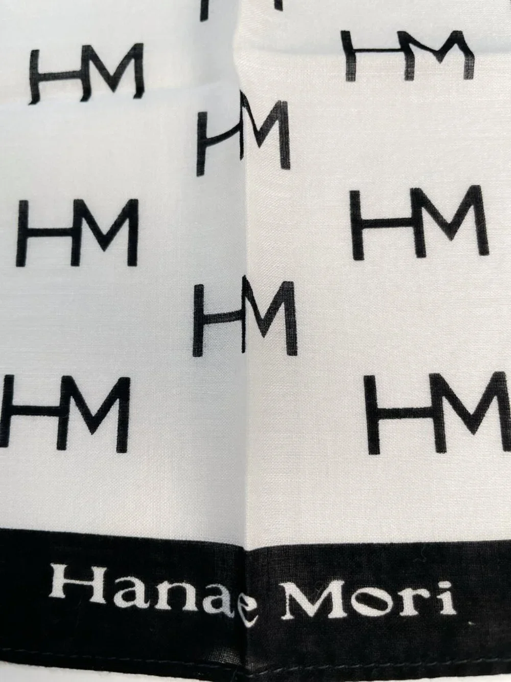 Vintage Hanae Mori HM Logo Cotton Handkerchief Scarf 16